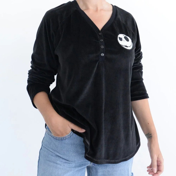 Disney The Night Before Christmas Black Half Button Down  Shirt Large - Picture 3 of 10